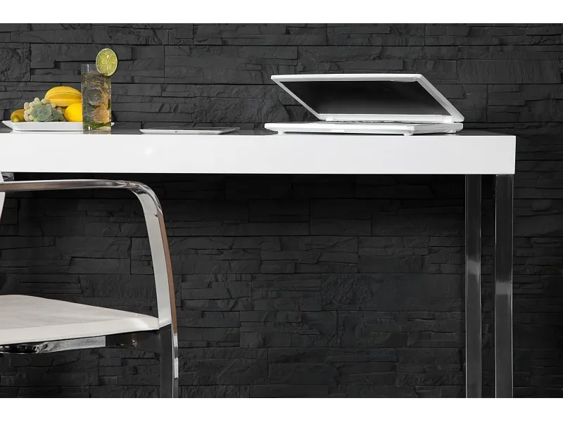Bureau design 120x40 cm pour ordinateur portable teinté blanc laqué