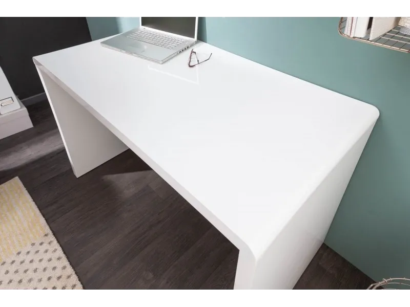 Bureau design 120x75 cm en bois teinté blanc laqué