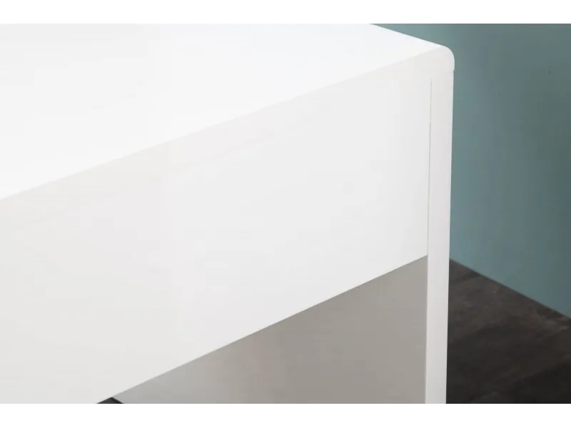 Bureau design 120x75 cm en bois teinté blanc laqué