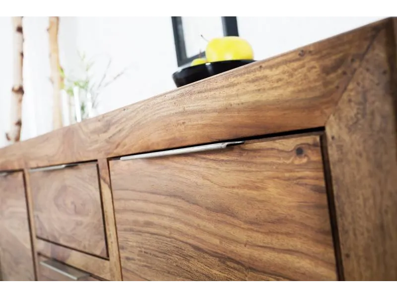 Bahut 140 cm à 2 portes et 3 tiroirs en bois massif