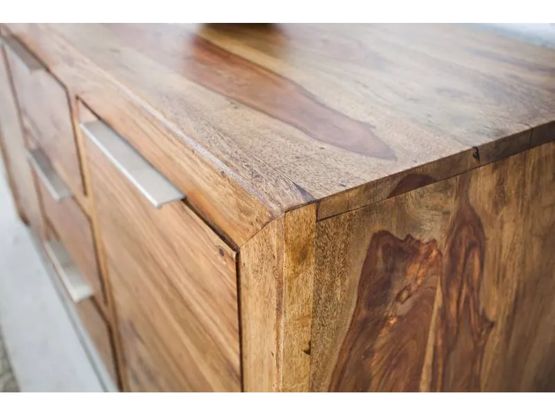 Bahut 140 cm à 2 portes et 3 tiroirs en bois massif