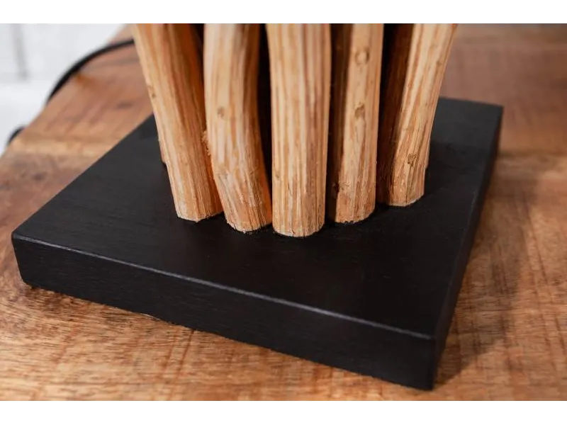 Lampe à poser de 15 cm en bois flotté coloris blanc