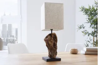Lampe à poser 15 cm en bois flotté et lin beige 2