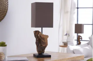 Lampe de 15cm en bois flotté et lin marron 2