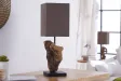 Lampe de 15cm en bois flotté et lin marron