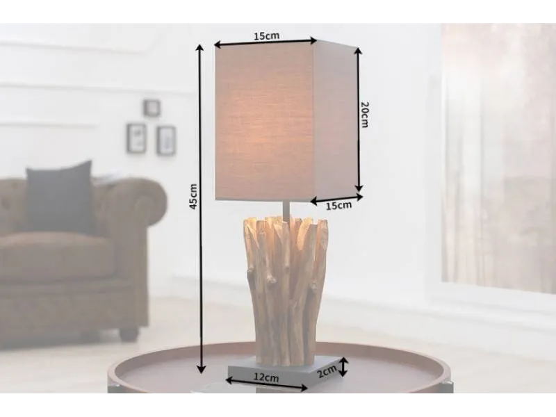 Lampe à poser de 15 cm en bois flotté coloris brun gris