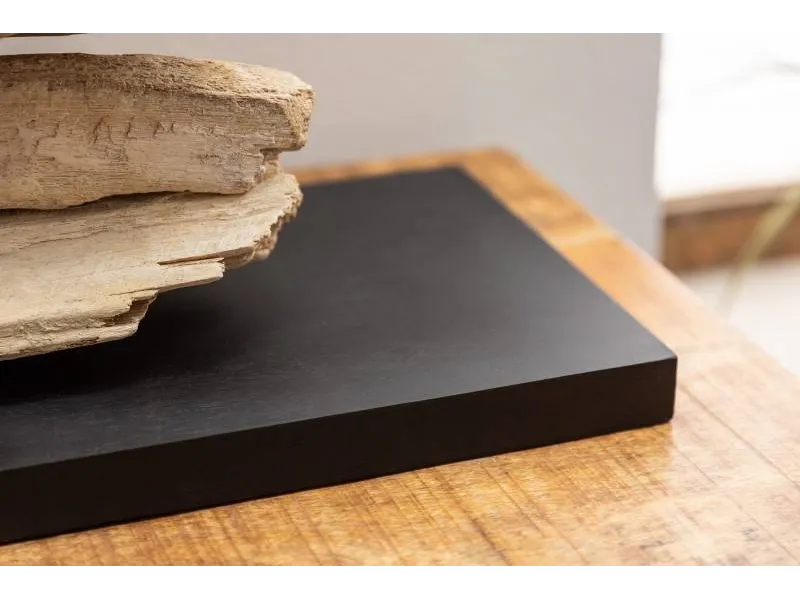 Lampe de 55 cm en bois flotté et lin noir