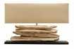Lampe 53 cm en bois flotté et lin écrue