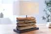 Lampe de 35cm en bois flotté et lin écrue