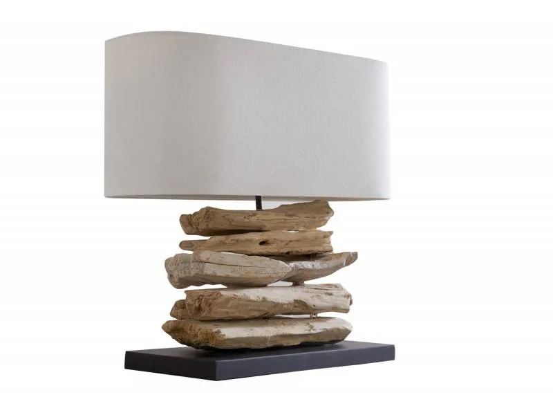 Lampe à poser de 55 cm en bois flotté naturel