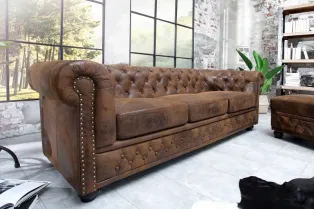 Canapé 3 places design chesterfield coloris marron