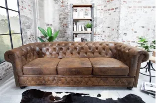Canapé 3 places design chesterfield coloris marron 2