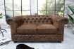 Canapé design chesterfield capitonné en simili cuir marron