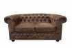 Canapé design chesterfield capitonné en simili cuir marron