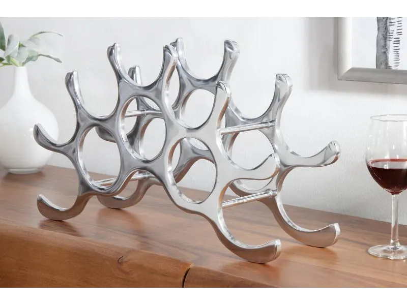 Porte-bouteilles design coloris argent