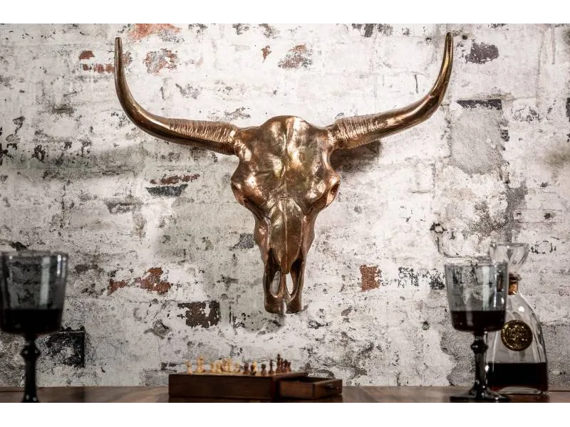 Déco tête de taureau Matador 70cm cuivre flammé