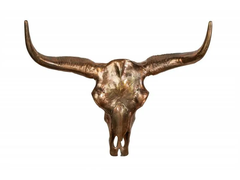 Déco tête de taureau Matador 70cm cuivre flammé