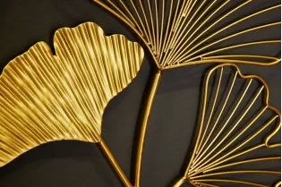 Décoration murale set de 3 ginkgo 40cm coloris Or 2