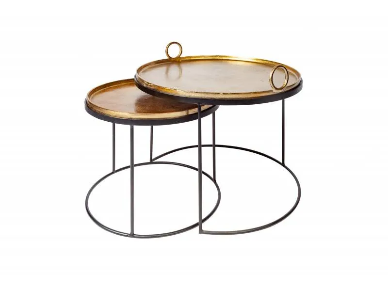 Ensemble de deux table basse dorée