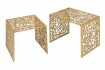 Ensemble de 2 tables basses faites à la main ABSTRACT 49cm dorées