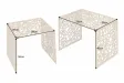 Ensemble de 2 tables basses faites à la main ABSTRACT 49cm dorées