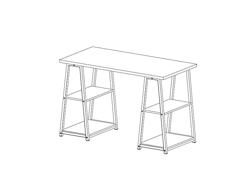 Bureau 120 cm 'Malino' structure métal et bois