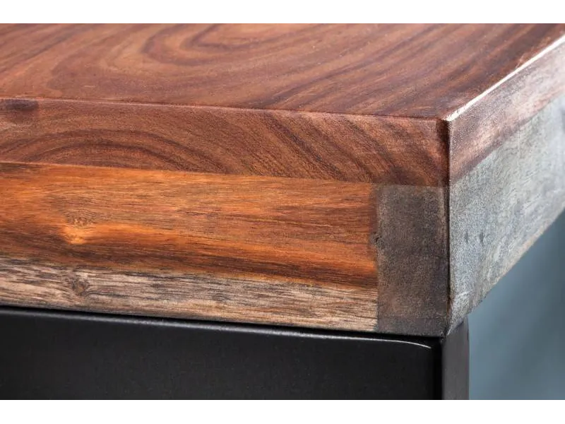 Bureau 118cm gris fumé en bois massif piètement métal