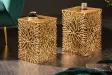 Ensemble de 2 tables d'appoint en forme de feuille en métal doré