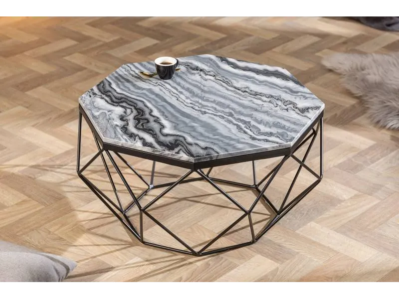 Table basse Diamond 70cm en marbre coloris gris