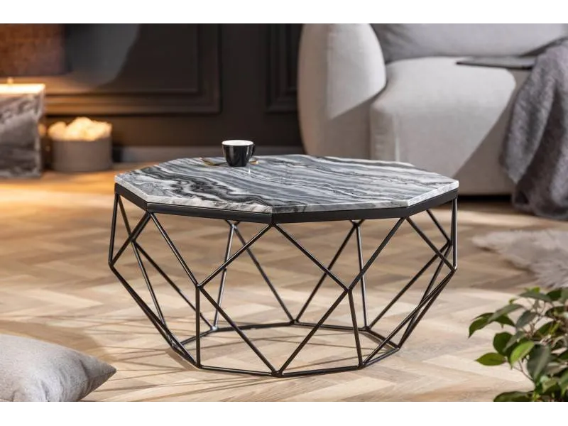 Table basse Diamond 70cm en marbre coloris gris