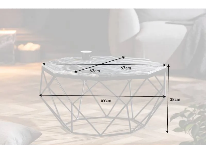 Table basse Diamond 70cm en marbre coloris gris