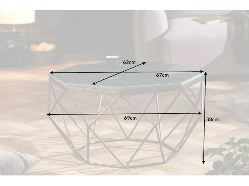 Table basse Diamond 70cm en marbre coloris vert