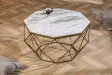 Table Basse Marbre Blanc & Métal Diamond | Design Luxe 70cm