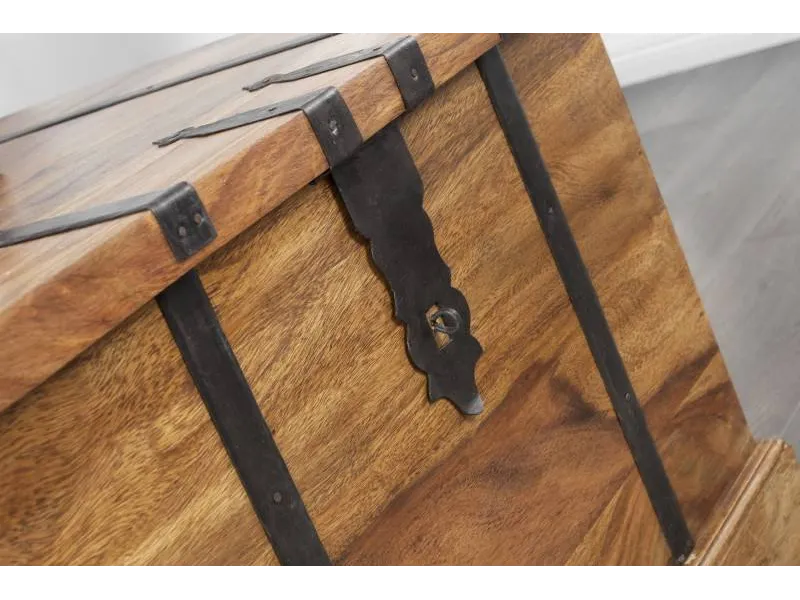 Table basse en bois massif 100cm barre de maison finition pierre