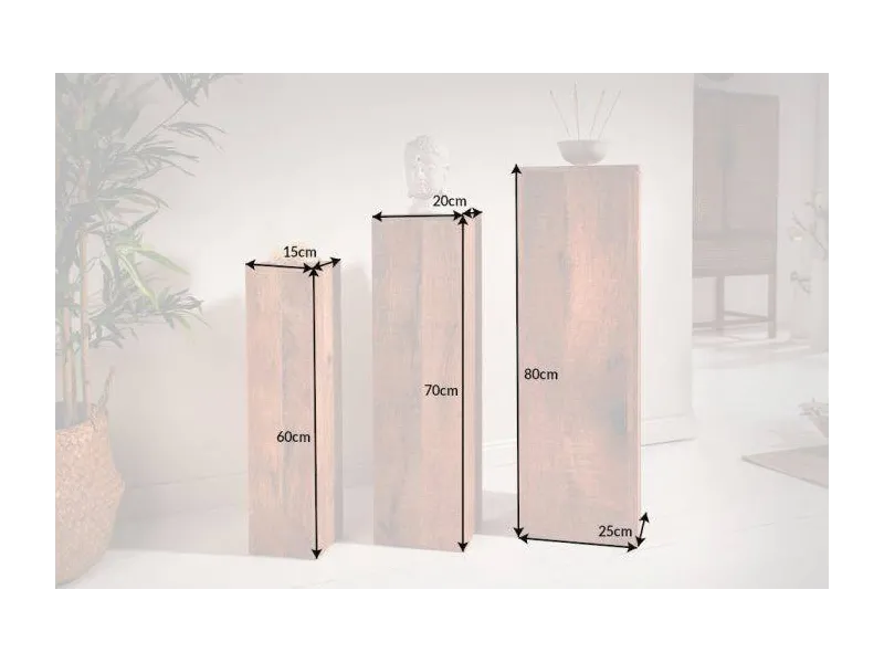 Colonnes décoratives de couleur naturelle en manguier massif