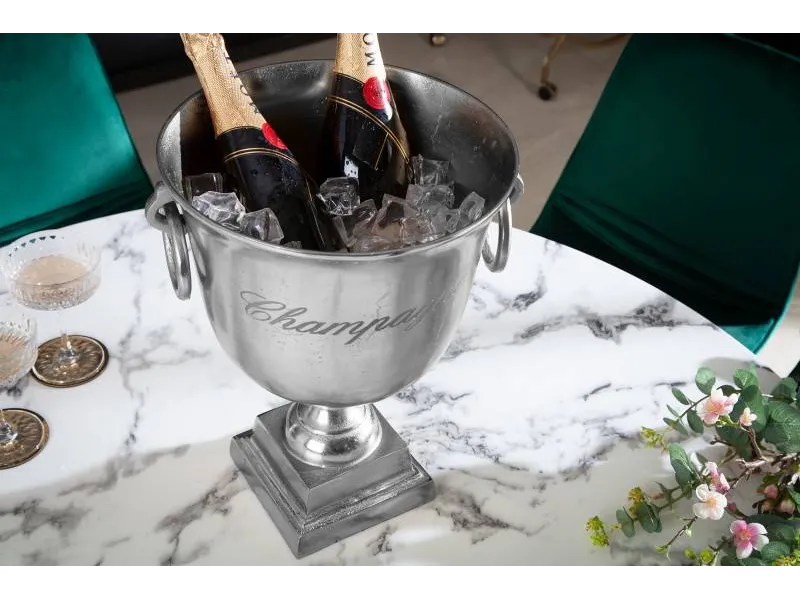 Seau à bouteille moderne de 40cm coloris argenté en aluminium