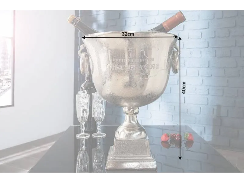 Seau à bouteille moderne de 40cm coloris argenté en aluminium