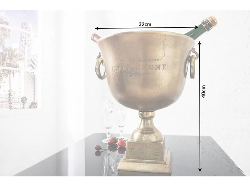 Seau à bouteille moderne de 40cm coloris doré en aluminium