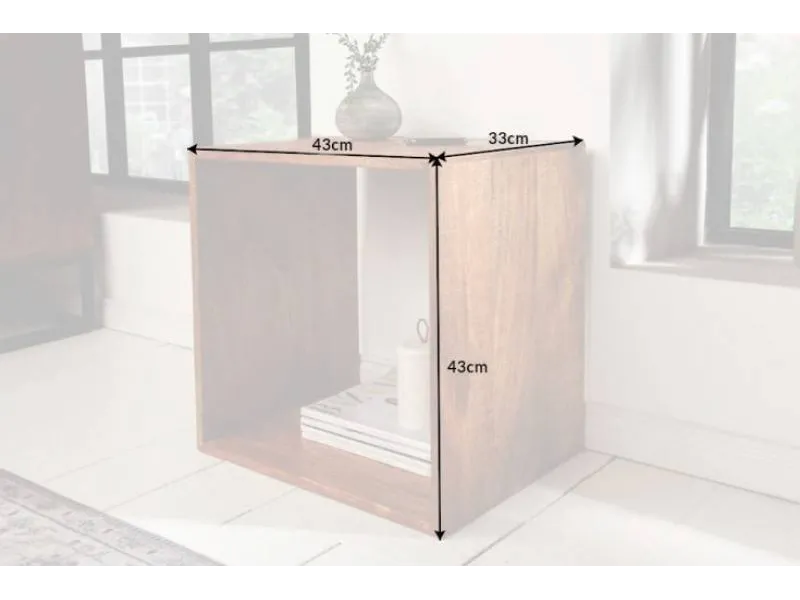 Cube de rangement 43 cm étagère design en manguier massif