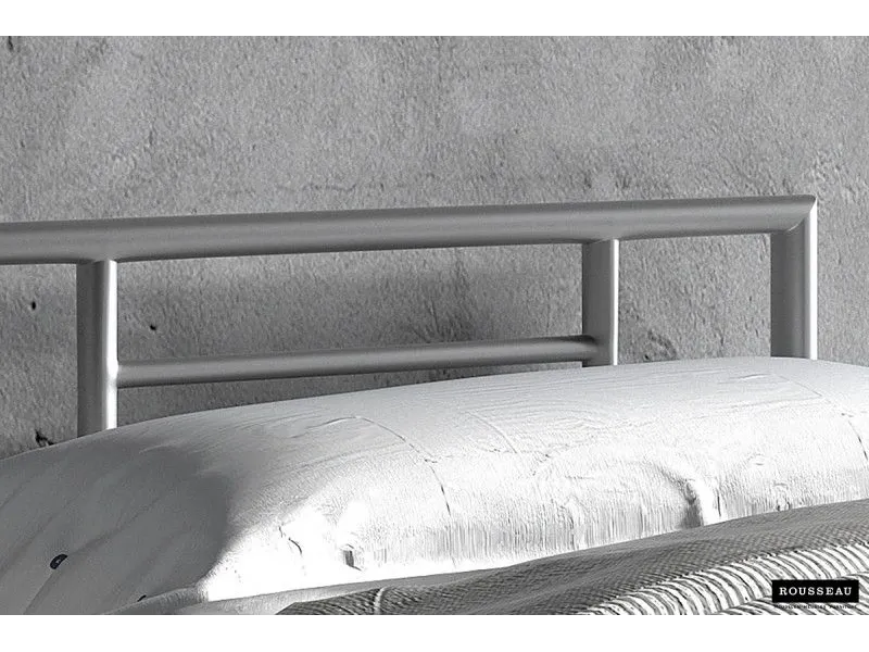 Lit moderne en métal coloris gris de 90x200 cm