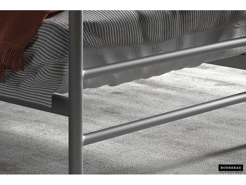 Lit moderne en métal coloris gris de 90x200 cm