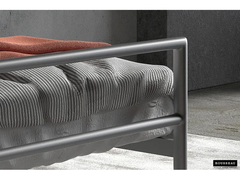 Lit moderne en métal coloris gris de 90x200 cm