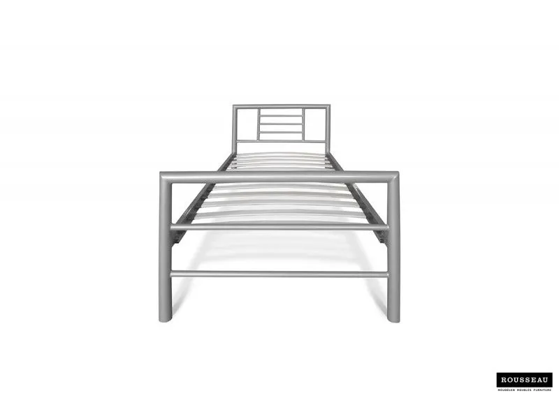 Lit moderne en métal coloris gris de 90x200 cm