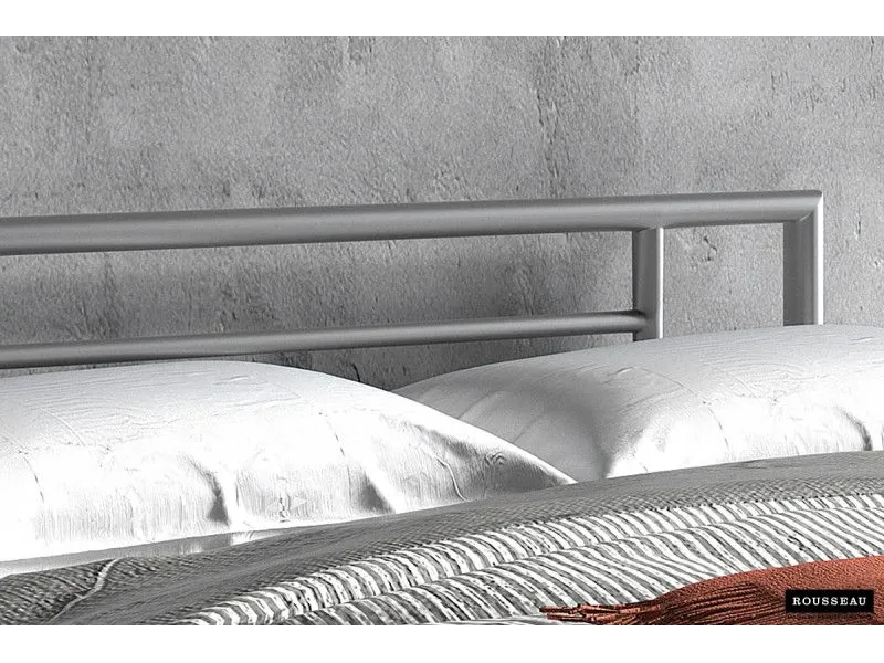 Lit moderne en métal gris de 140x200 cm