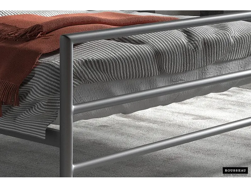 Lit moderne en métal gris de 140x200 cm