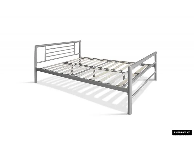 Lit moderne en métal gris de 140x200 cm