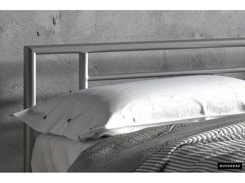 Lit moderne de 160x200 cm en métal coloris gris