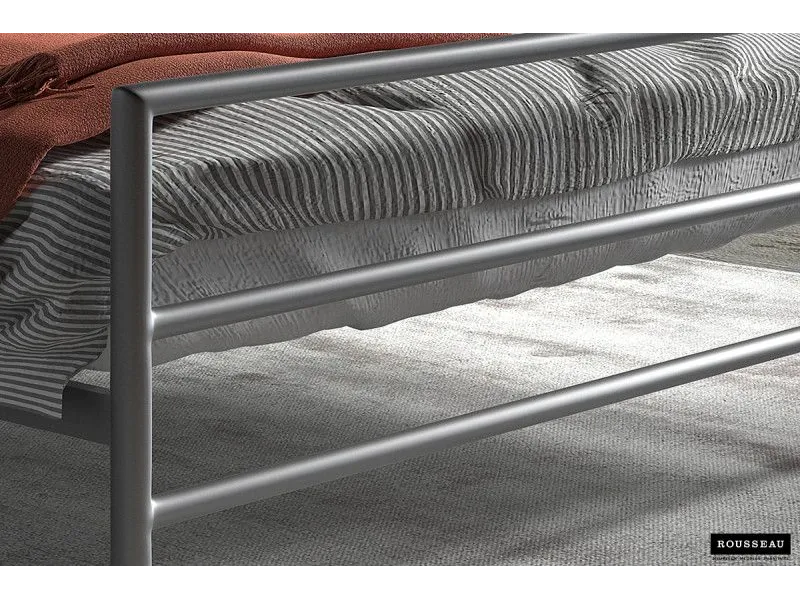 Lit moderne de 160x200 cm en métal coloris gris
