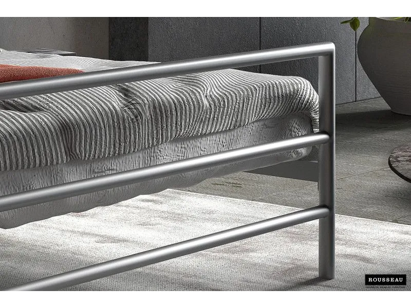 Lit moderne de 160x200 cm en métal coloris gris
