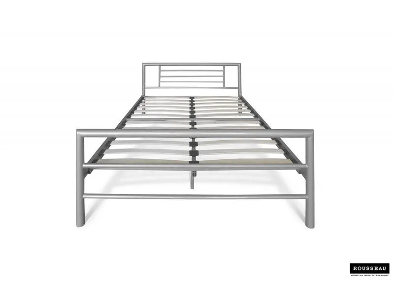 Lit moderne de 160x200 cm en métal coloris gris